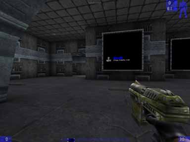 View of the inside of jail with the chatting bay off to the left, scoreboard center, and news page right.