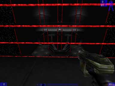 View out from the inside of the blue jail.
