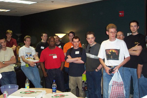 Listening to Tim Sweeney shortly before heading to the movie theater to watch Minority Report. Image courtesy of Team Vortex... I think.